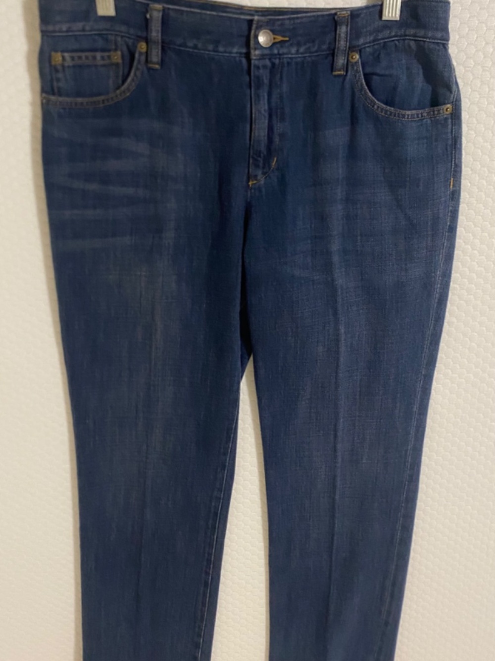 LRL LAUREN JEANS CO...WOMENS 100% COTTON STRAIGHT LEG JEANS SZ 8 DARK BLUE DENIM